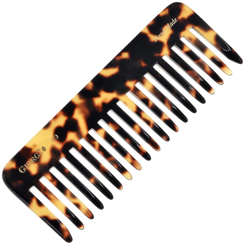 Giorgio G49 Yellow Tokio Large Wide Tooth Detangler Comb for ThickCurlyWavy HairDetangler Comb for WetDry Use Handmade of Quality Cellulose SawCut Hand Polished